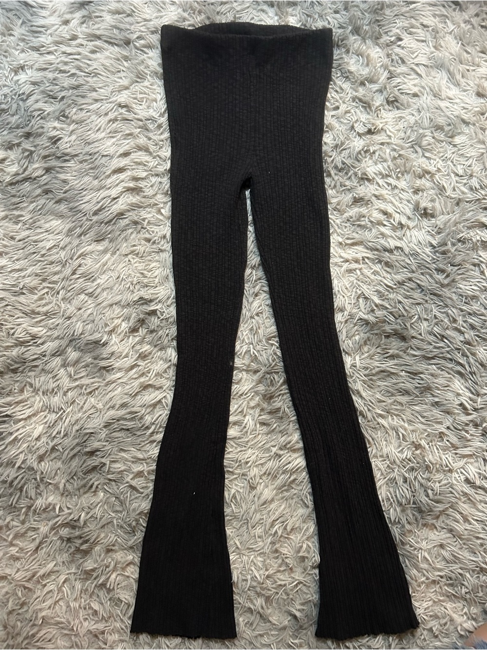Sky and Sparrow Black Ribbed Flare Knit Pants